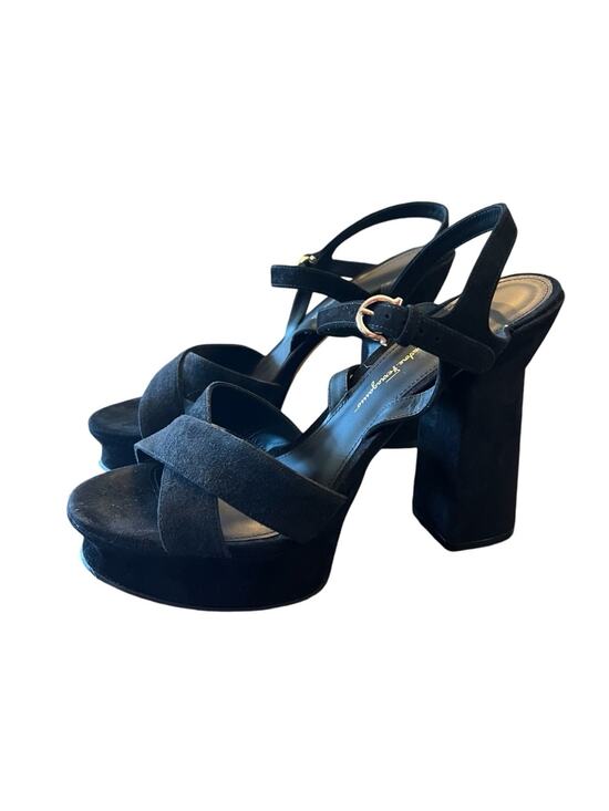 Salvatore Ferragamo Shoes - Ferragamo Sonya Suede Platform Ankle Strap Criss Cross High Heel Sandals NEW 10